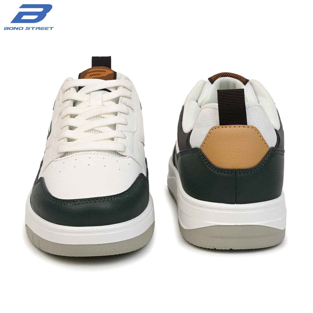 Men's White & Black PU Casual Sneakers