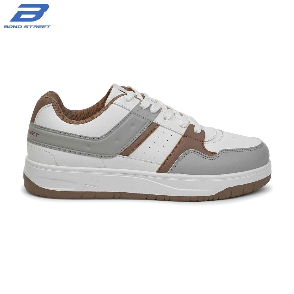 Men's White & Tan Casual Sneakers
