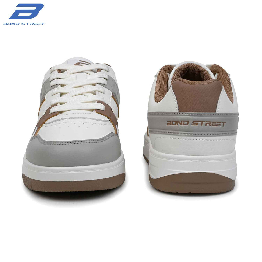 Men's White & Tan Casual Sneakers