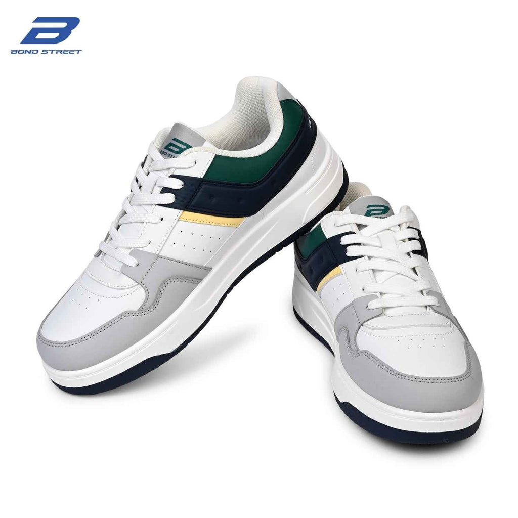 Men's White & Green Casual Sneakers