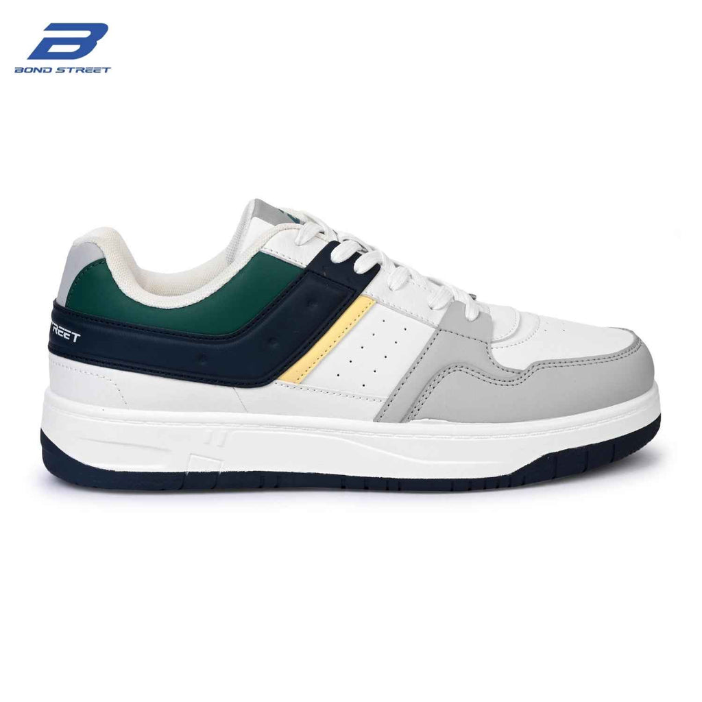 Men's White & Green Casual Sneakers
