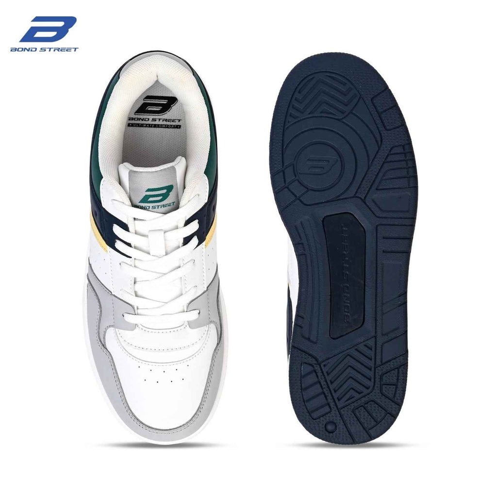 Men's White & Green Casual Sneakers