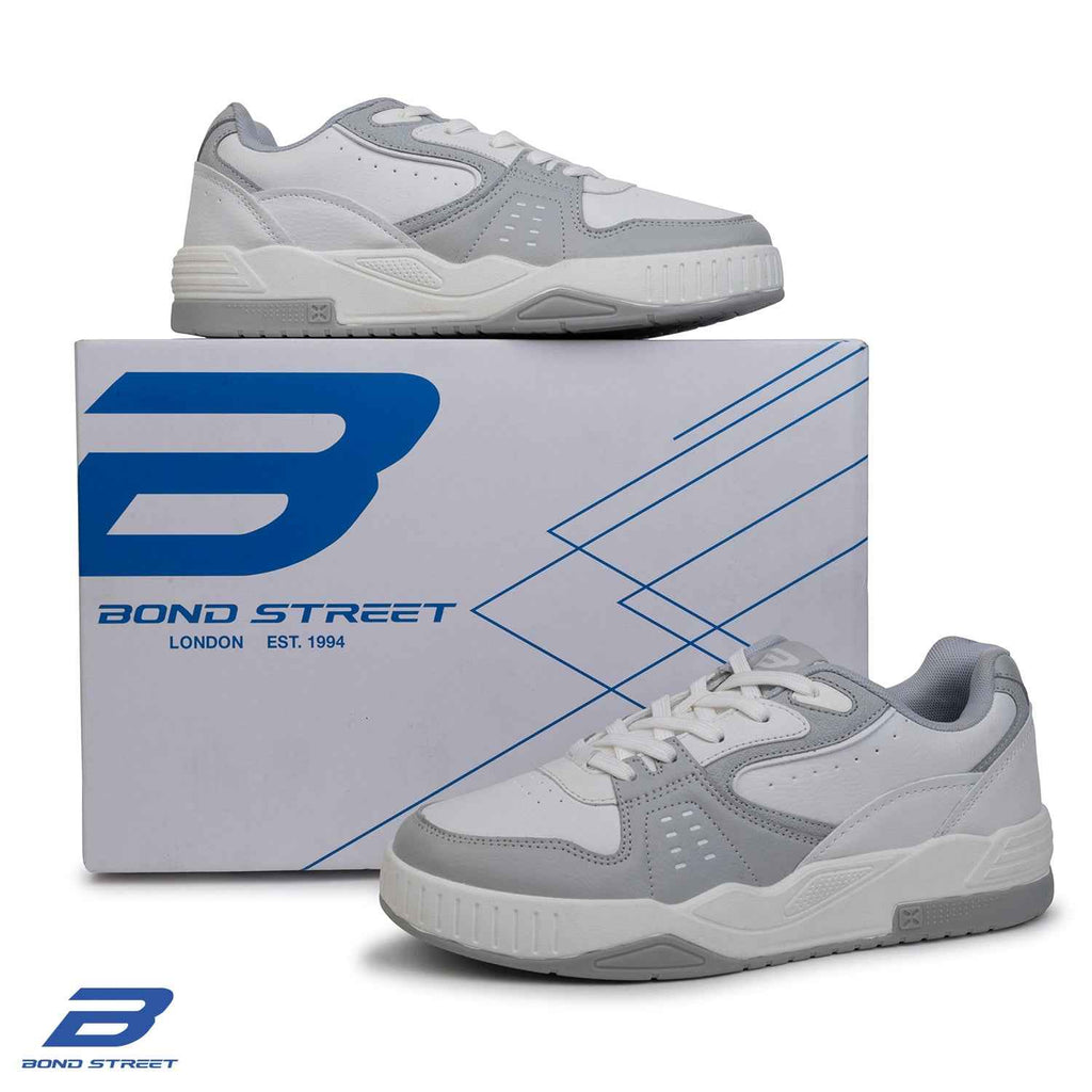 Men's Grey & White Casual Sneakers