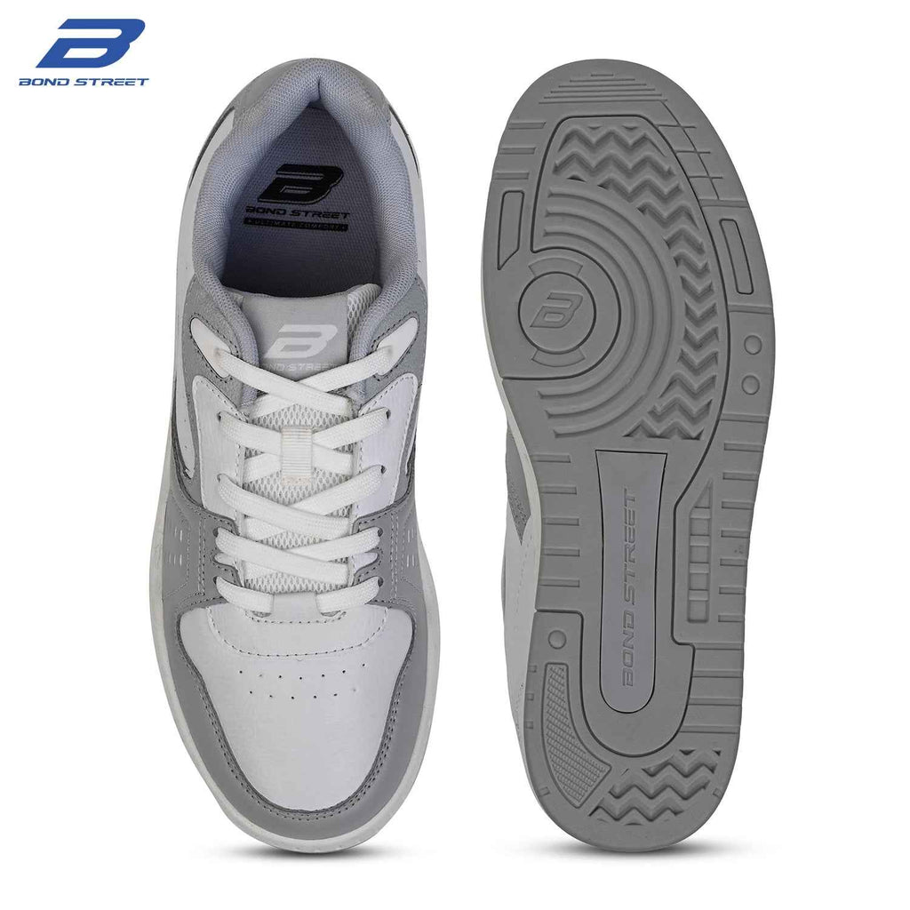 Men's Grey & White Casual Sneakers