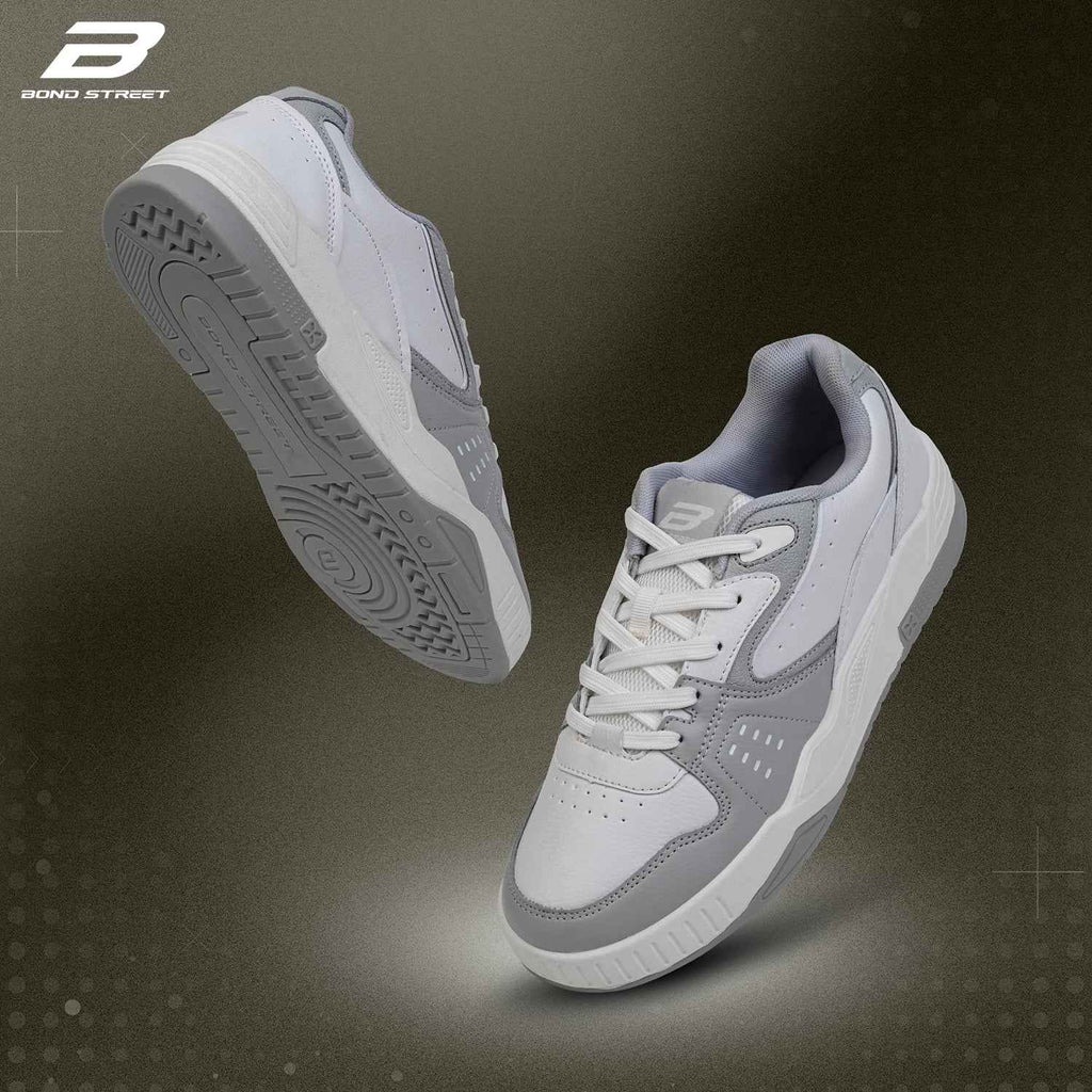 Men's Grey & White Casual Sneakers