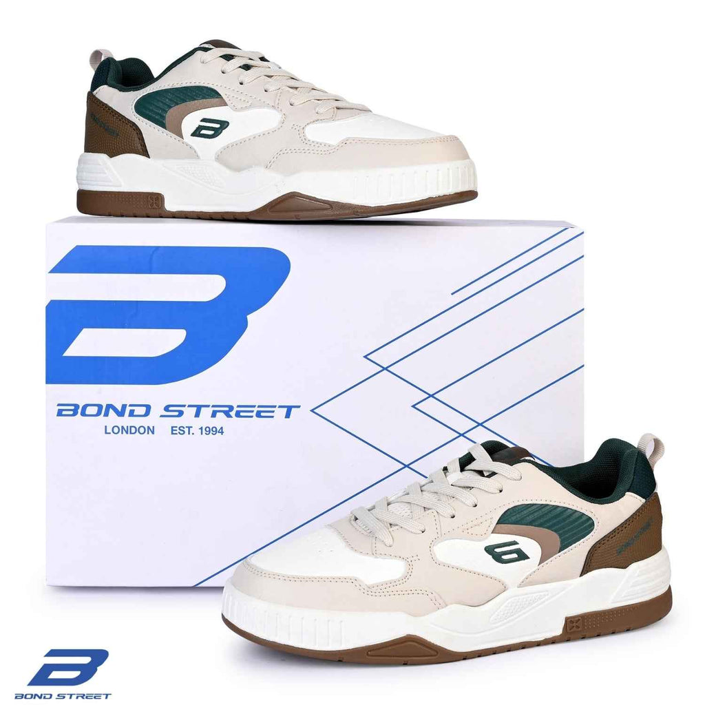 Men's Off White & Brown Casual Sneakers