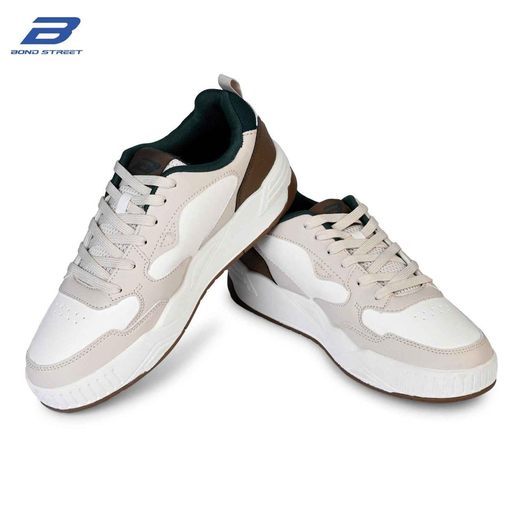 Men's Off White & Brown Casual Sneakers