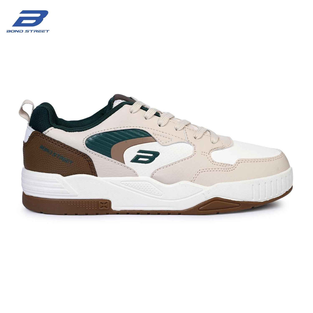Men's Off White & Brown Casual Sneakers