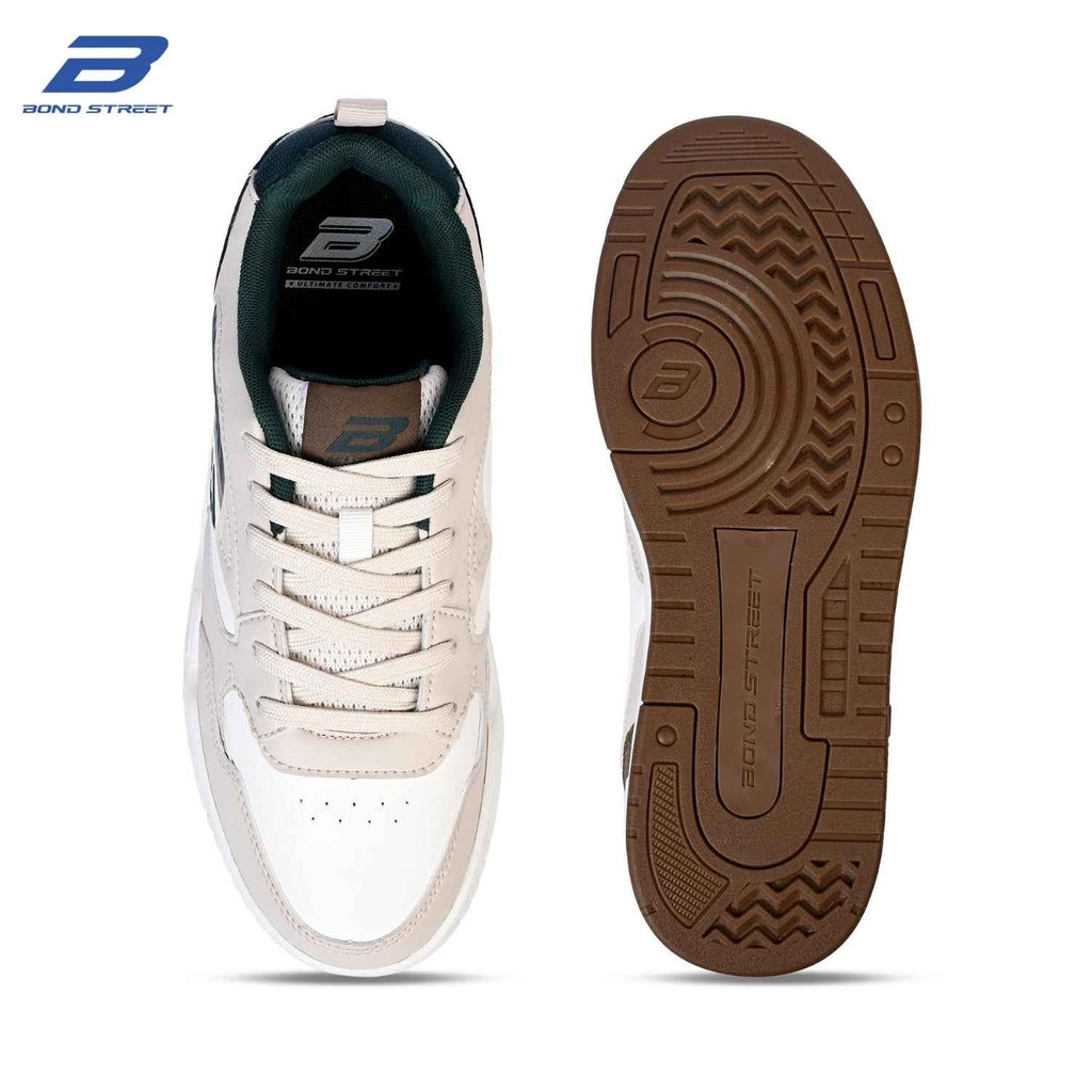 Men's Off White & Brown Casual Sneakers