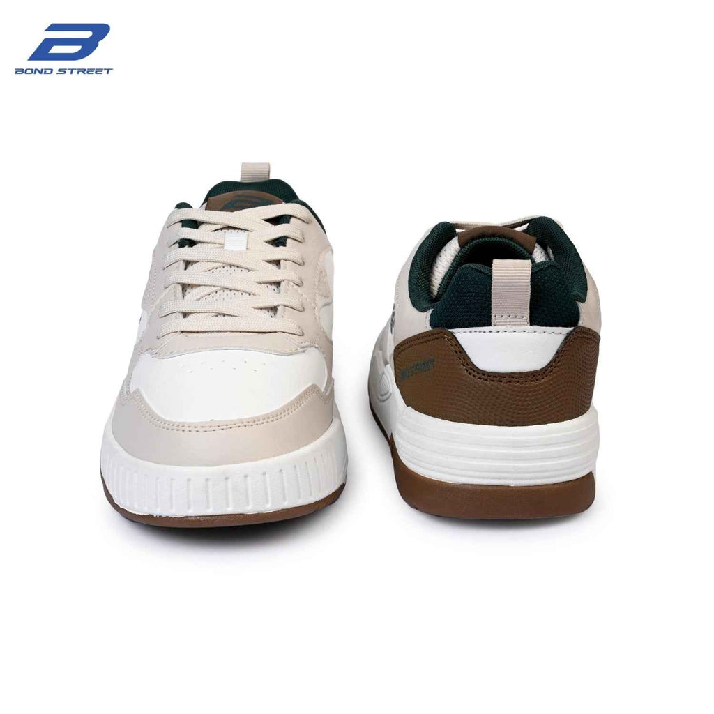 Men's Off White & Brown Casual Sneakers