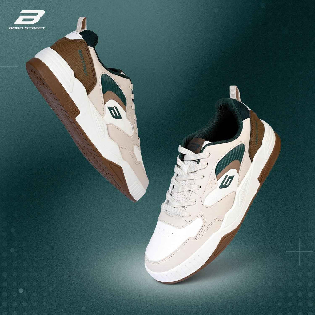 Men's Off White & Brown Casual Sneakers