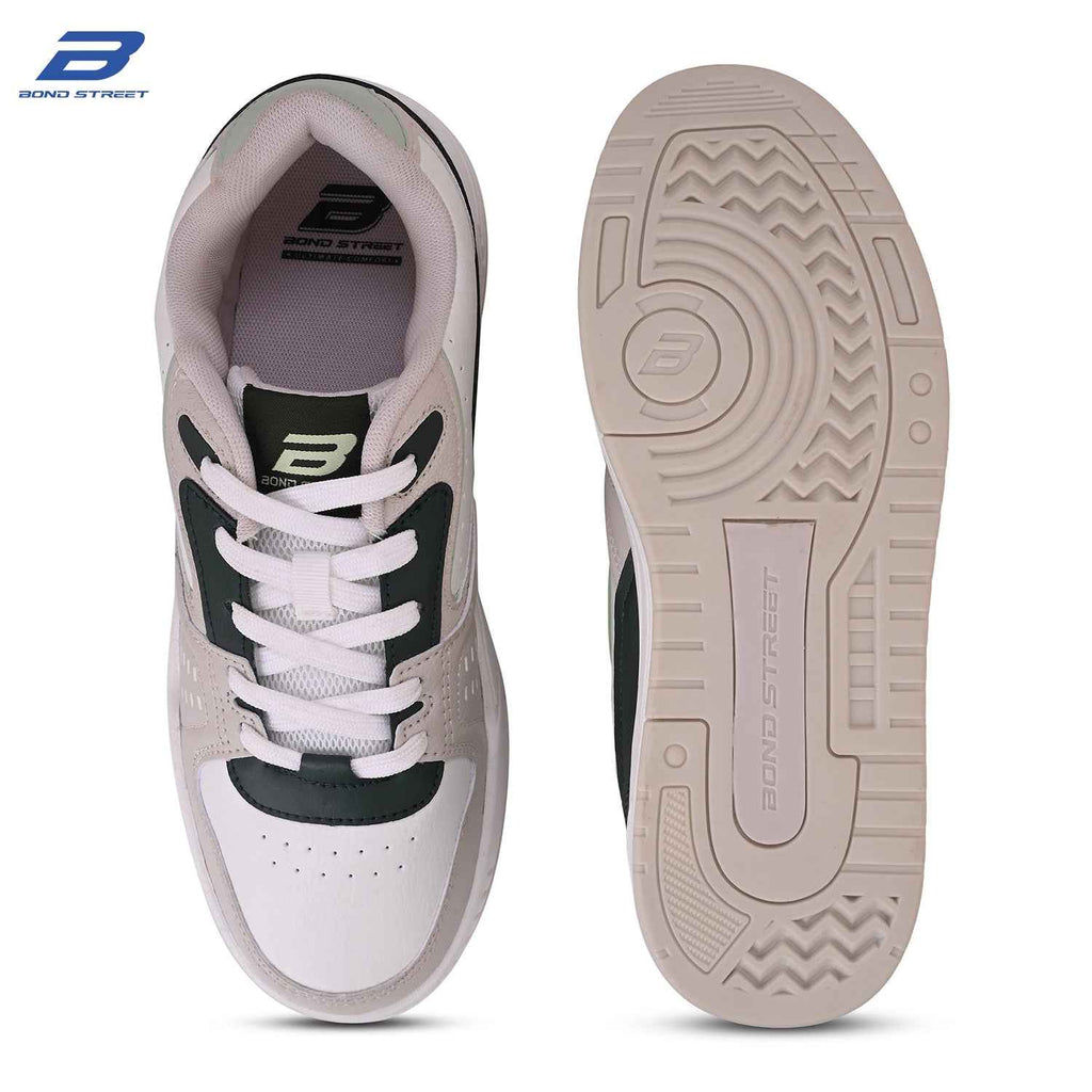 Men's Off White & Green Casual Sneakers