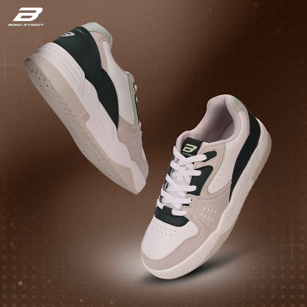 Men's Off White & Green Casual Sneakers