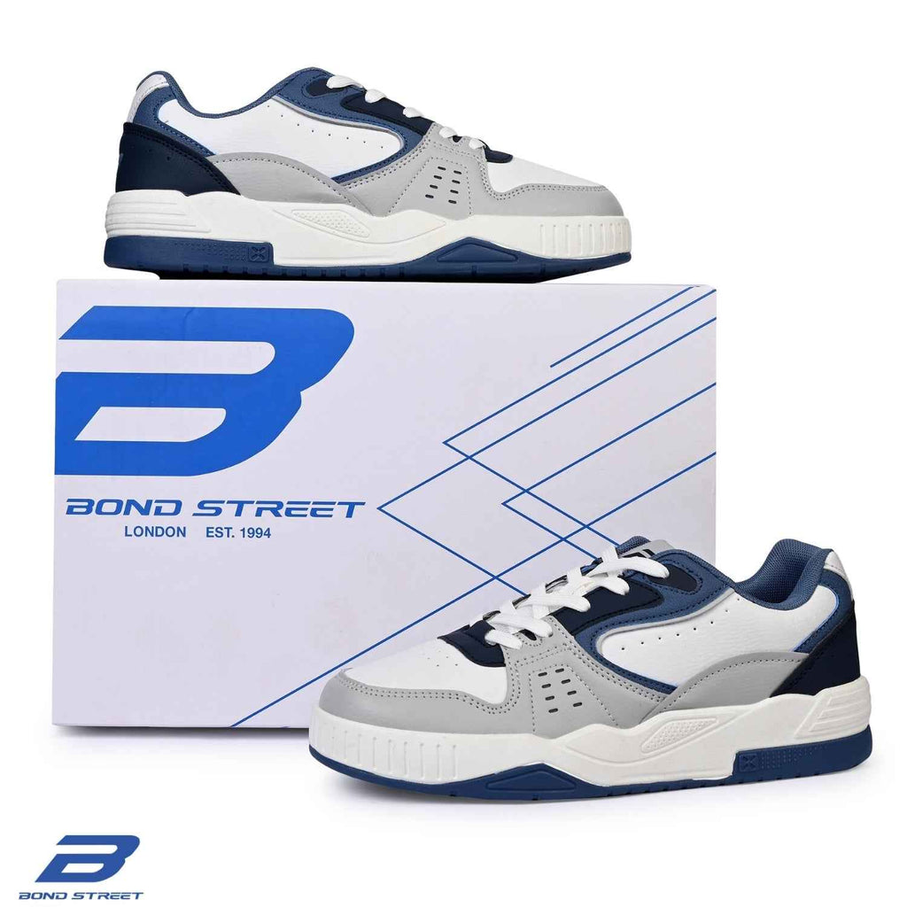 Men's White & Blue Casual Sneakers