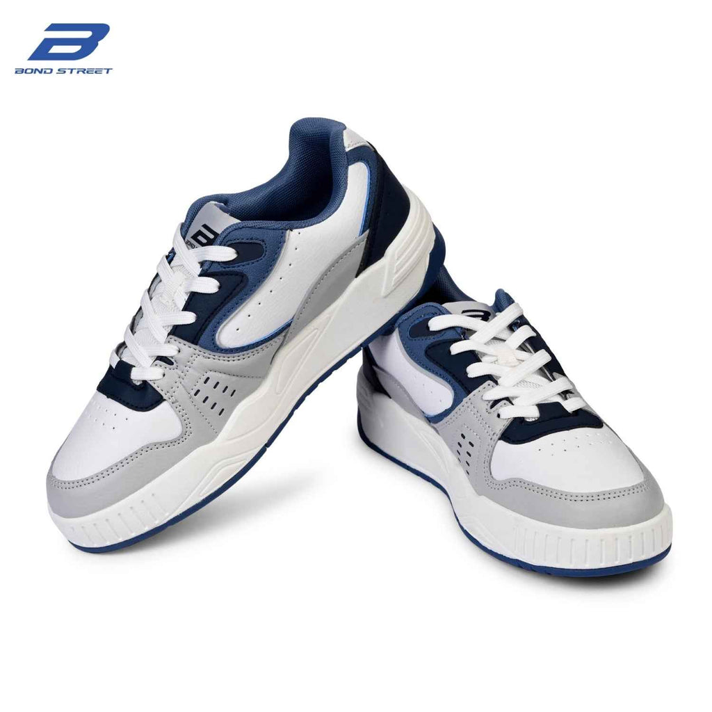 Men's White & Blue Casual Sneakers