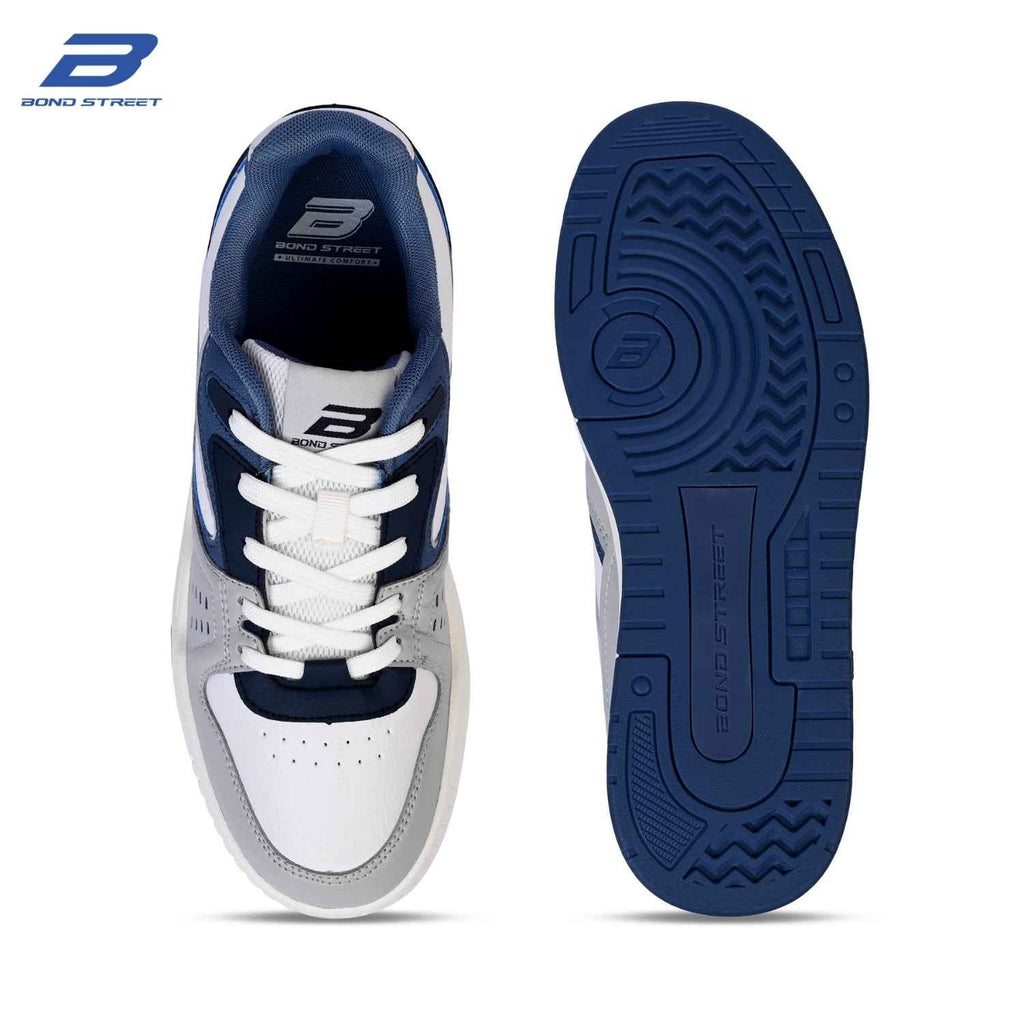 Men's White & Blue Casual Sneakers