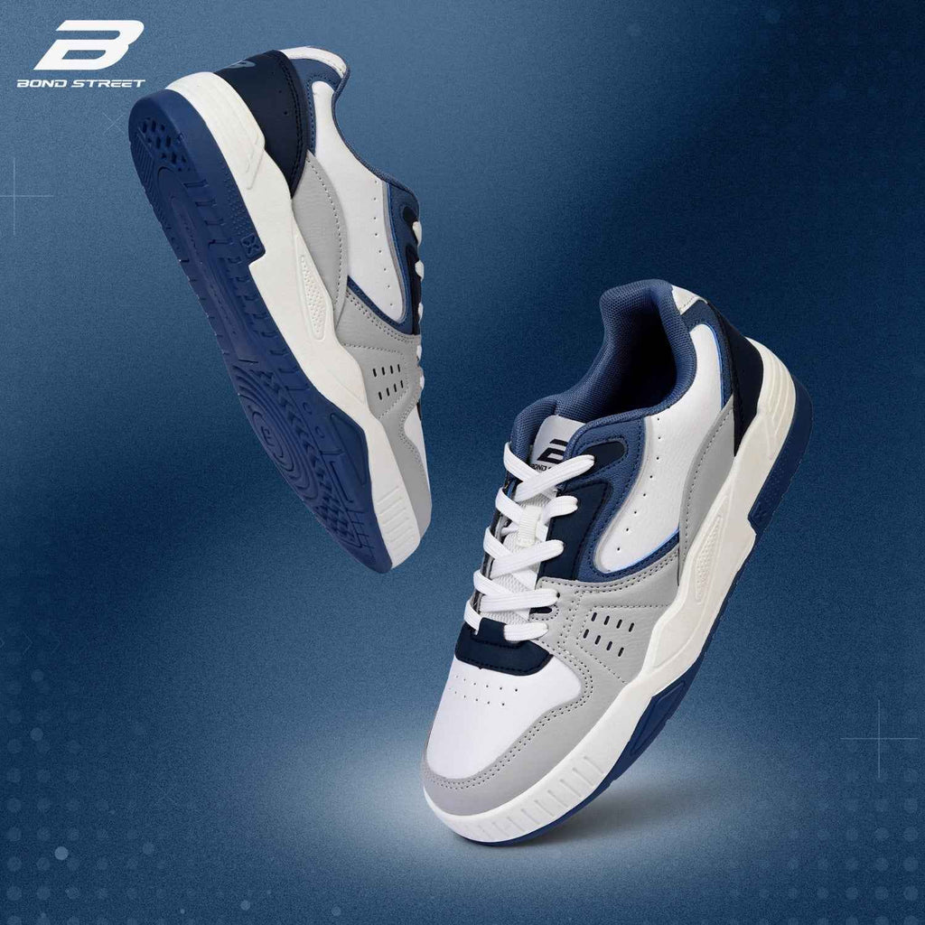 Men's White & Blue Casual Sneakers