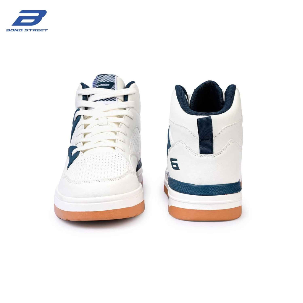 Men's White & Blue PU Upper Casual Sneakers