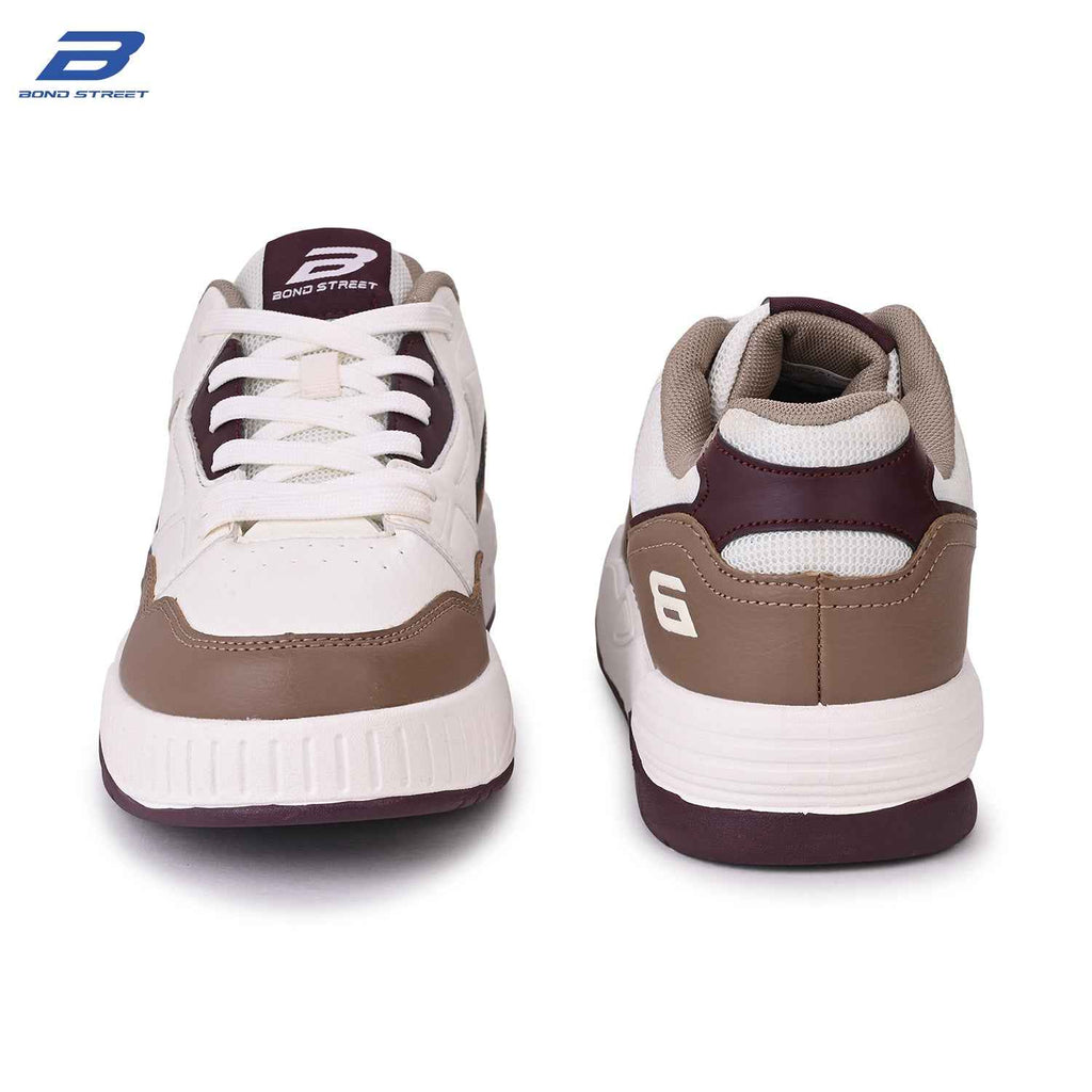 Men's White & Brown Casual Sneakers