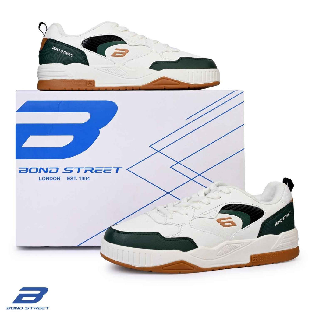 Men's White & Olive Casual Sneakers