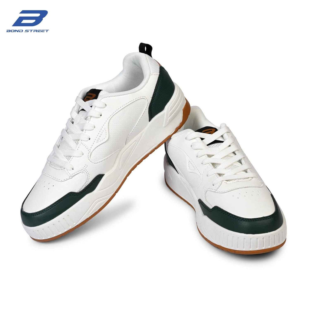Men's White & Olive Casual Sneakers