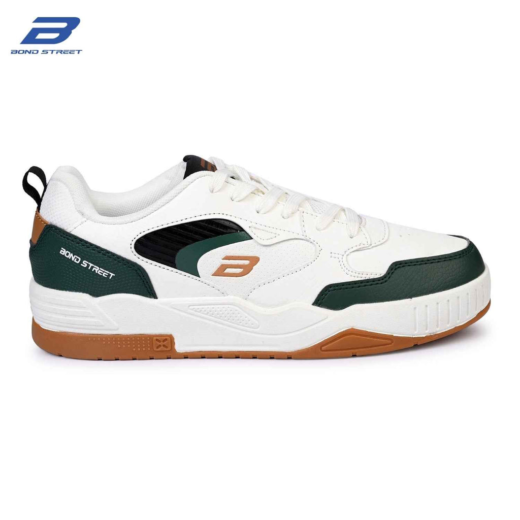 Men's White & Olive Casual Sneakers