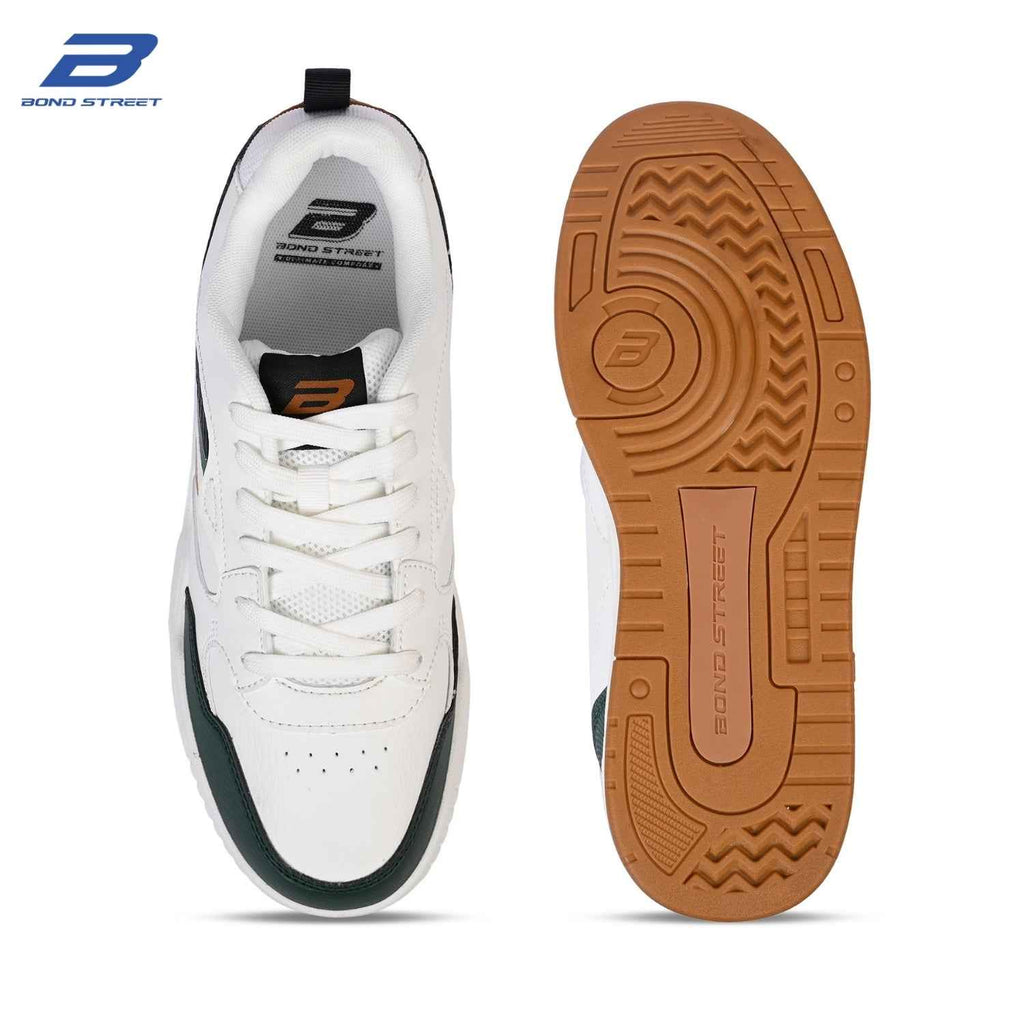 Men's White & Olive Casual Sneakers