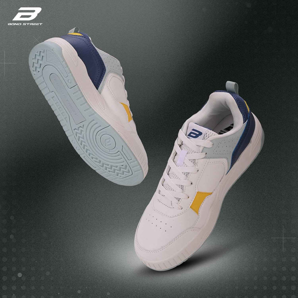 Men's White & Yellow Casual Sneakers